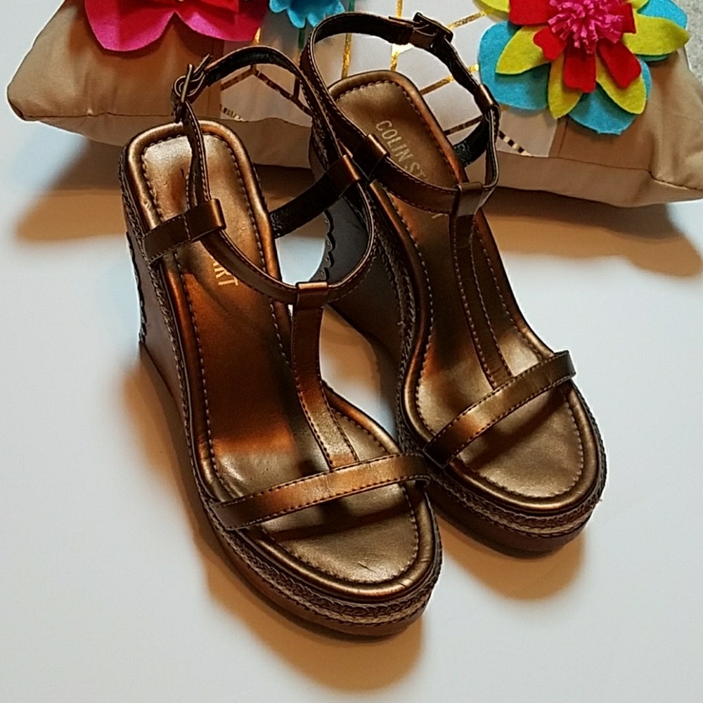 New Collin Stuart women wood wedge heels 7